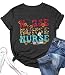 MASHANKU Nurse Shirt Women Funny Leopard Letter Graphic Nurse Life T-Shirt School Nursing Tees Inspiration Novelty Top, Black Grey L