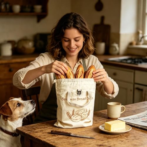 Bolsa reutilizable de cera de abeja para conservación de pan 3