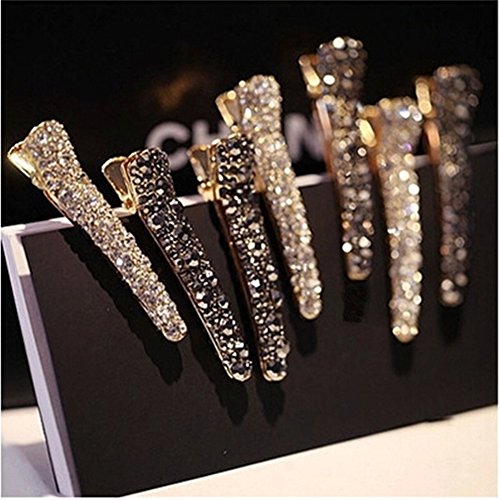 Ruihfas Fashion 4Pcs Eye-Catching Women Girls Pearl Rhinestone Beak Clip Duckbill Clip Alligator Clip Hair Clip Hairpin 2.36×0.4 Inch #TOP3