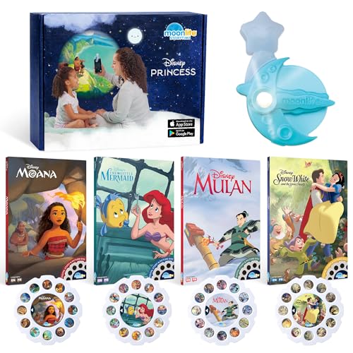 Image of Moonlite Storytime Starter Pack with Smartphone Projector, Picture Disc and Four Stories, Ideal for Bedtime, Storytime and Family Travel - Disney Princess