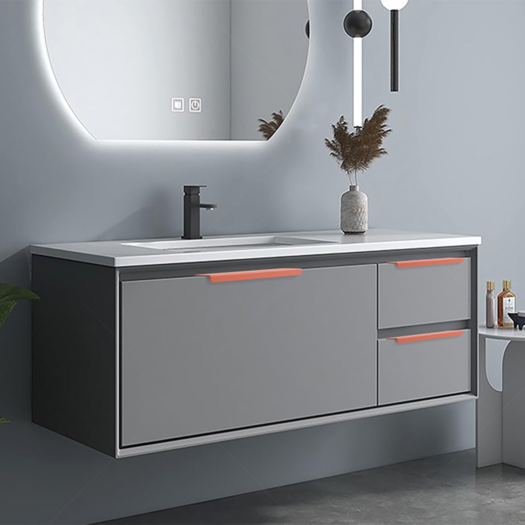 Finger Edge Pull, Concealed Handle Orange Red Cabinet Pull Handles Invisible Furniture Door Handles Metal Kitchen Cupboard Handles, for Drawer Bedroom Wardrobe, Aluminum Alloy(Length 1000mm)