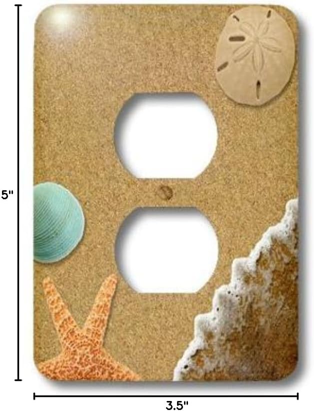 3dRose lsp_172139_6 Sandy Beach with Shells - 2 Plug Outlet Cover