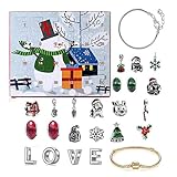 Bricolaje 24 Días Navidad Charms BraceletThis Caja de regalo de la cuenta regresiva de Navidad incluye 22 encantos y 2 pulseras