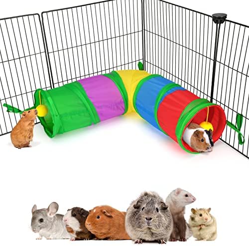 YUEPET Guinea Pig Corner Tunnel and Tube Collapsible Ferret Tunnel, Small Animal Corner Hideout for Guinea Pig Ferret Hamster Chinchilla Sugar Glider