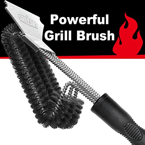 Grillart Grill Brush And Scraper, Extra Strong Bbq Cleaner Accessories, Safe Wire Bristles 18" Barbecue Triple Scrubbers Cleaning Brush For Gas/Charcoal Grilling Grates, Wizard Tool Br-8115 #TOP2