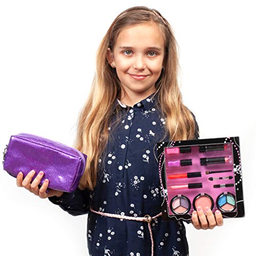 Smartemily Washable Kids Makeup Set For Girls And Teens With Glitter Cosmetics Bag (Lilac Purple) #TOP6