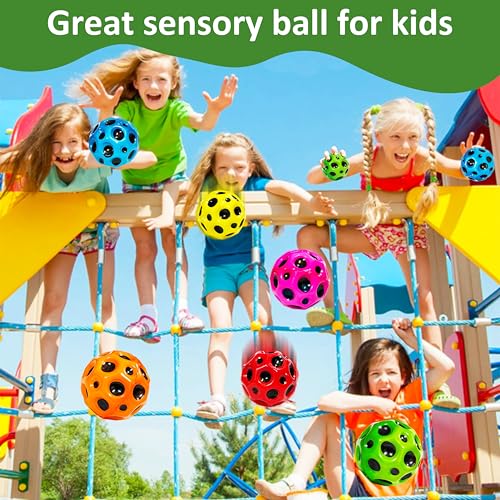 Image of VGRASSP Super Bouncy Rubber Moon Ball Toy for Kids and Adults with Craters - High Bounce, Textured Grip, Perfect for Playtime Fun - Return Gift Foam Ball, Multicolor (Pack of 1)
