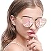 Joopin Fashion Women Metal Frame Cat Eye Sunglasses Classic Brand Designer Mirror Flat Panel Lens UV400 Coating Sunglasses (Gold Frame Pink Lens)