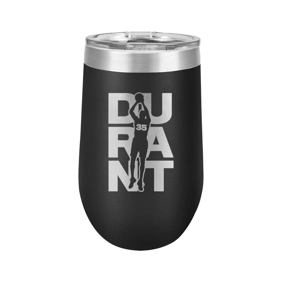 Basketball Sports Athletic Player Durant #35 - Polar Camel 16 oz. Vacuum Insulated Stemless Tumbler w/Lid (Black)