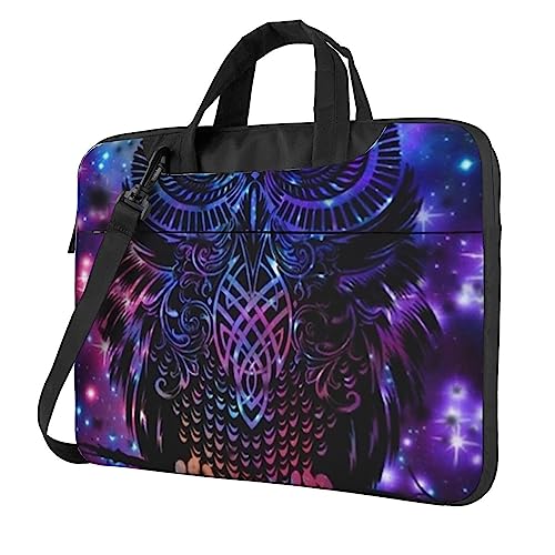 Sac ordinateur portable motif hibou violet mallette pc bandoulière femme et homme