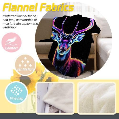 Manta Polar 220 x 240 Ciervo Negro, Mantas para Cama 105 de Franela Cálida y Cómoda para Niños y Adultos, Mantitas para Sofá Reversible para Cubre Sofa Colchas, Fácil de cuidar_A2915