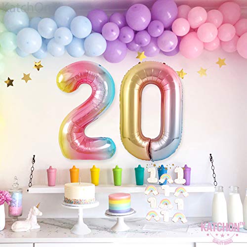 Image of KatchOn Large, 40 Inch Rainbow Number 0 Balloon - Colorful, Giant Foil Mylar Balloon for Unisex Kids & Adults - Multicolor, 1 Count, Anniversary, Birthday, Unisex, All Ages