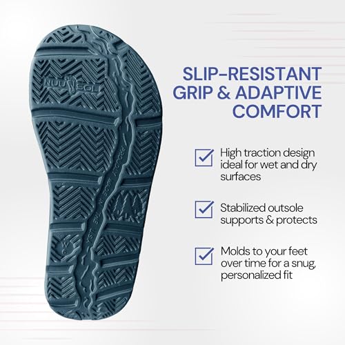 Image of NUUSOL Unisex Cascade Flip Flops; Non-Slip Hiking /Plantar Fasciitis Footwear; Soft Cushion, Lightweight & Comfortable; Arch Support & Textured Footbed, Pain Relief for Joint, Neck & Back Injuries