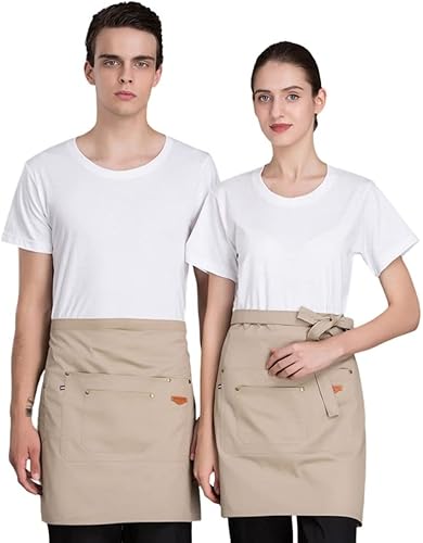 Miniatura 10 de TOPTIE Delantal de cintura de mezclilla unisex para camarerocamarero