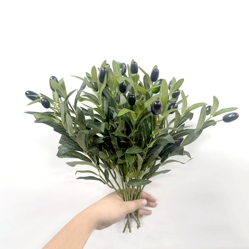 DODXIAOBEUL 6 Pcs Artificial Olive Branches for Vases 14.9 Inch Faux Olive Tree Branches Greenery Stems with Fruits for Home Centerpieces Decor Wedding Party Decor Greenery Floral Arrangement