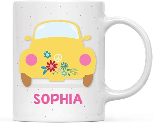 Miniatura 19 de Andaz Press Taza de chocolate caliente personalizada de 11 onzas para niños, cargador de retroexcavadora de camión de construcción amarilla, 1