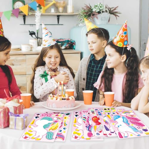 Image of Make Your Own Unicorn Stickers, Make a Face Sticker, Pink Unicorn Stickers