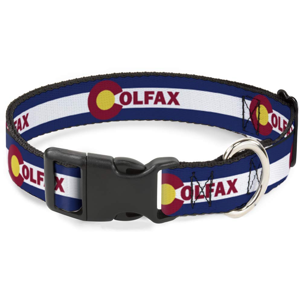 Collier chien drapeau Colfax Colorado Buckle Down, boucle plastique réglable pour moyen chien