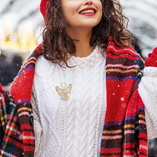 Lauren-Spencer Guardian Angel Pins Christmas Brooches And Pins For Women Girls Vintage Crystal Rhinestone Angel With Wings Brooch Pins Jewelry Holiday Gifts Christmas Angel Brooch Decorations (Guardian Angel Style A-Gold) #TOP1