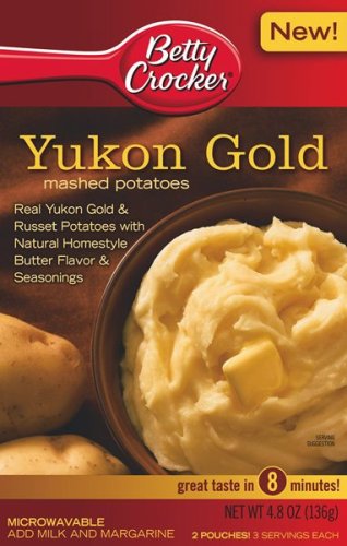 Betty crocker yukon Gold mashed potatoes (2 2.4oz pouches) 4.8oz (016000156265)