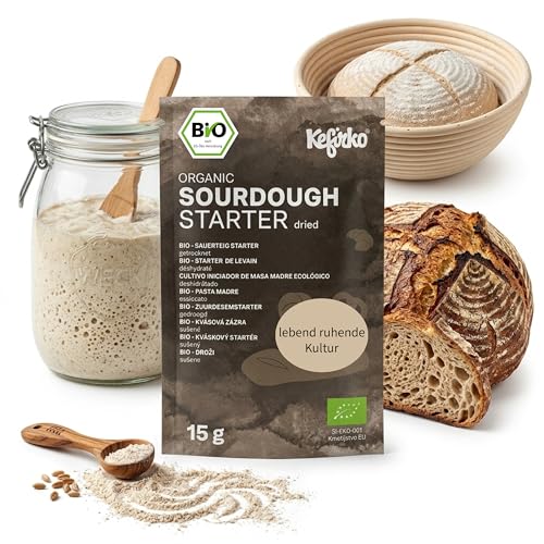 Kefirko BIO Sauerteig Starter Anstellgut - echter getrockneter Sauerteigstarter- Ruhende wilde Hefen zur Reaktivierung einzigartiges Aroma von Kefirko Sauerteig- geling Garantie für Sauerteigbrot