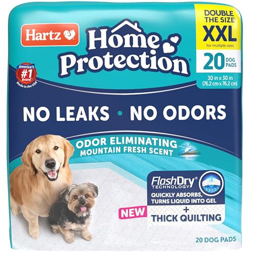 Hartz Home Protection Super Absorbent Odor Eliminating Mountain Fresh Scented No Leak Dog Pads, XXL 20 Count