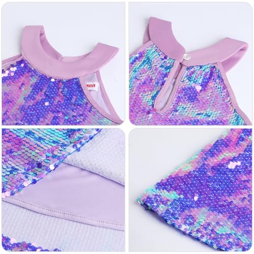 Image of WELAKEN Girls Ombre Sequin Dress Sparkly Fancy Short Puff Sleeves Gradient Party Dress