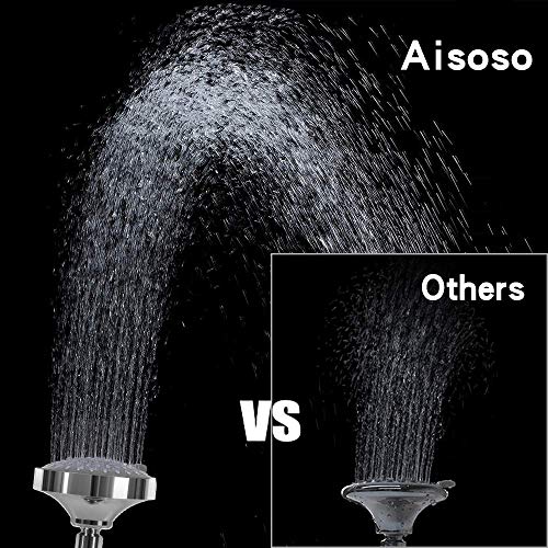 Shower Head High Pressure Rain Fixed Showerhead 5-Setting With Adjustable Metal Swivel Ball Joint - Relaxed Shower Experience Even At Low Water Flow & Pressure Aisoso #TOP1