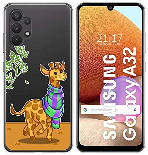 Tumundosmartphone Cover Gel Trasparente Per Samsung Galaxy A32 4G Disegno Disegni - Giraffa