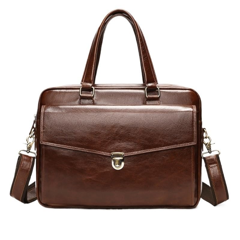 French Genuine Leather Conference Briefcase Men's Business Handbag Computer Bag ffor Commuting Travel Business
