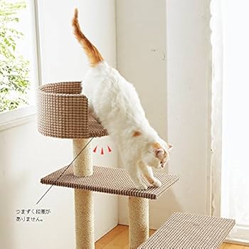 Amazon | ローステップタワー ブラウン キャットタワー 据え置き