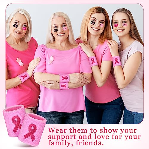Liliful 20 Pcs Breast Cancer Wristbands, 40 Pcs Stickers, Pink - image 5