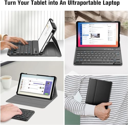 Image of typecase Keyboard Case for Samsung Galaxy Tab A9 (8.7 Inch) 2023 Model (SM-X110 /X115) ONLY, Slim Lightweight Stand Cover with Magnetically Detachable Wireless Bluetooth Keyboard case (Black)