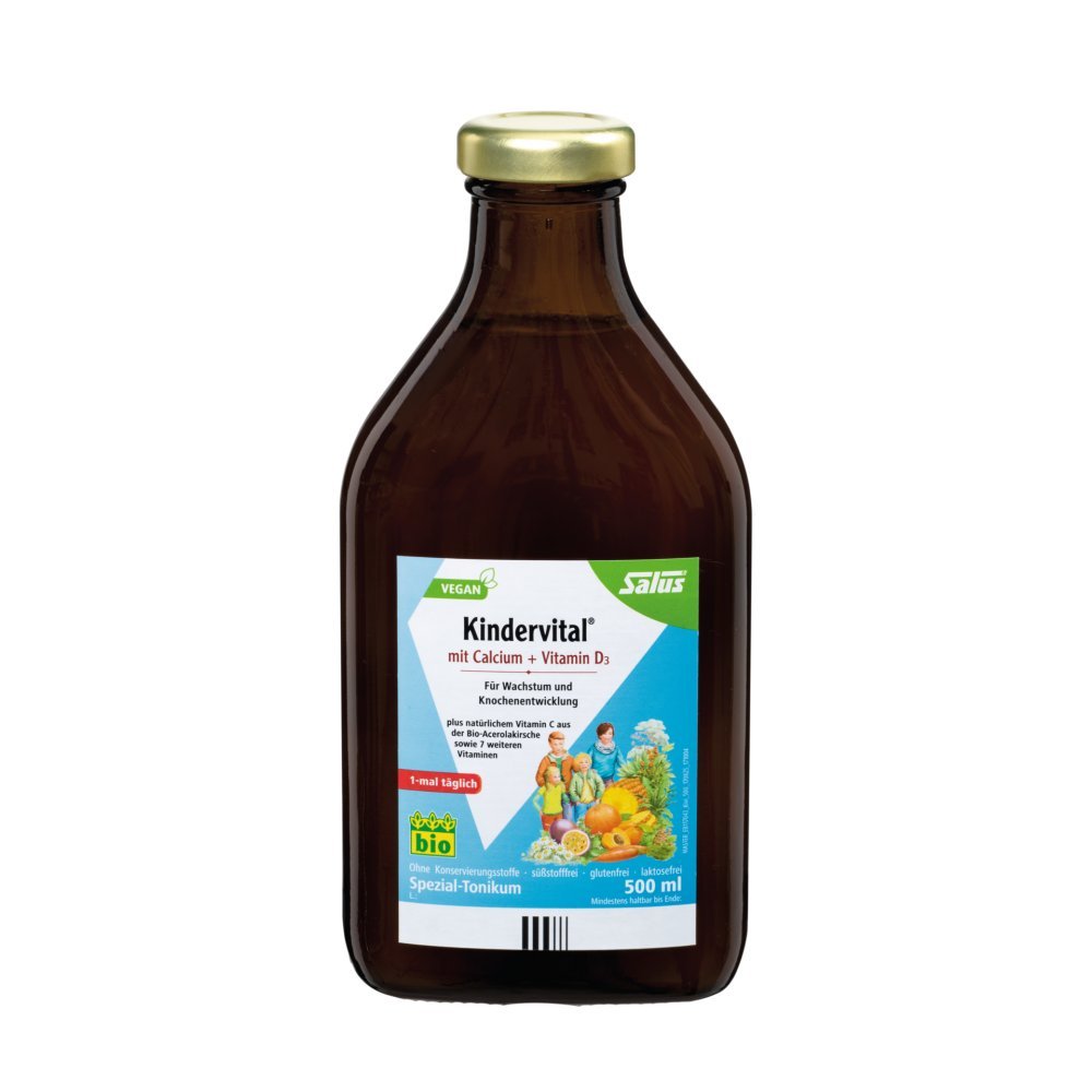 Salus Vital per bambini con calcio + vitamina D3 – Tonico speciale per la crescita e lo sviluppo osseo – vegano – 500 ml