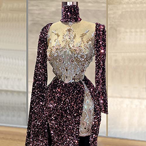 Keting Shiny Purple Split Mermaid Beaded Prom Shower Party Dress Celebrity Pageant Gown for Wedding3
