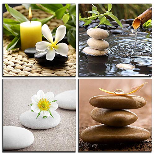 NAN Wind Zen Canvas Wall Art Spa Still Life With Green Bamboo Fountain