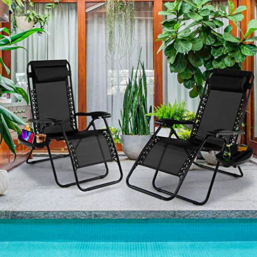 image for Goplus Zero Gravity Lounge Chairs, 160°Adjustable Folding Recliner w/
