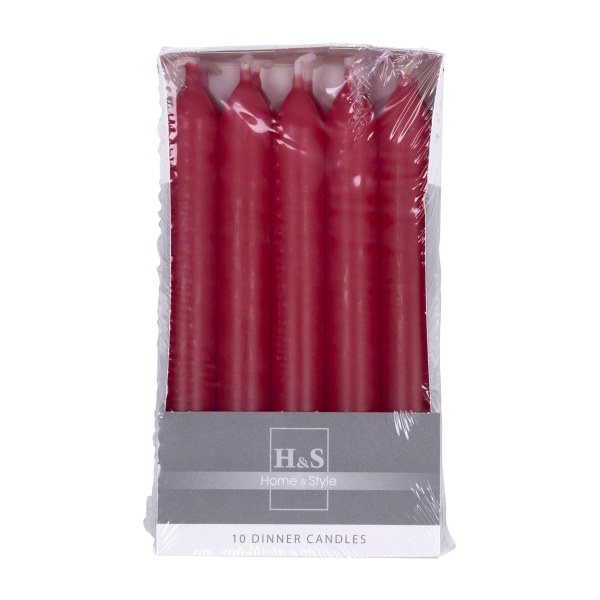 DONAU HOME Juego de velas lisas de varilla/rojo/10 unidades en caja de cartón, 17 x 2 cm de diámetro, sin perfumar/cilíndricas/velas de mesa para decoración en el salón, baño, 6 horas de