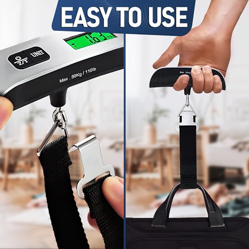 Luggage Weight Scale for Packages - Hanging Scales for Weighing Packages Portable Luggage Scale Travel Essentials 110lb/50kg - Small Suitcase Scale for Travel Accessories for Women & Men - Image 6