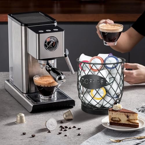 Image of YINMIT K Cup Holder Organizer, Sturdy Coffee Pod Holder Organizer, 35 Kcup Large Capacity Storage Basket for Kitchen Counter and Office Desktop (Black-Circular)