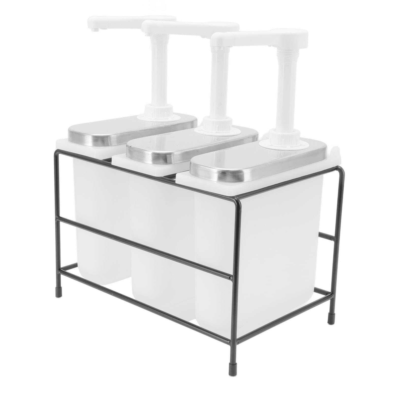 Condiment Pump Dispenser, Soy Sauce Pump Dispenser Condiment Pump Dispenser Oil Bottle Sauce Dispenser Hand Press Syrup Pump Dispenser 3 Heads Milk Tea Sauce (2L