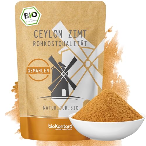 bioKontor – Bio Ceylon Zimt Pulver 500g – Zimt gemahlen fein – echter Ceylon Zimt – Zimtpulver aromatisch für Backen, Desserts & Getränke – Zimt Gewürz Rohkostqualität