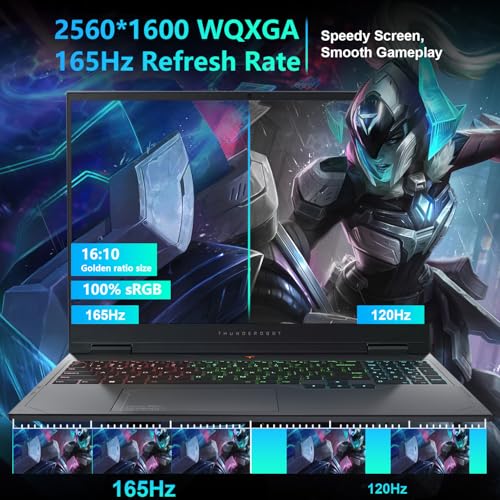 Thunderobot Radiant 16 4060 2.5K Gaming Laptop, 16" WQXGA 165Hz Display, Intel Core i7-13650HX, GeForce RTX 4060, 64GB DDR5 RAM, 2TB PCIe SSD, RGB Backlit Keyboard, Wi-Fi 6, Windows 11 Home, Gray - Image 5