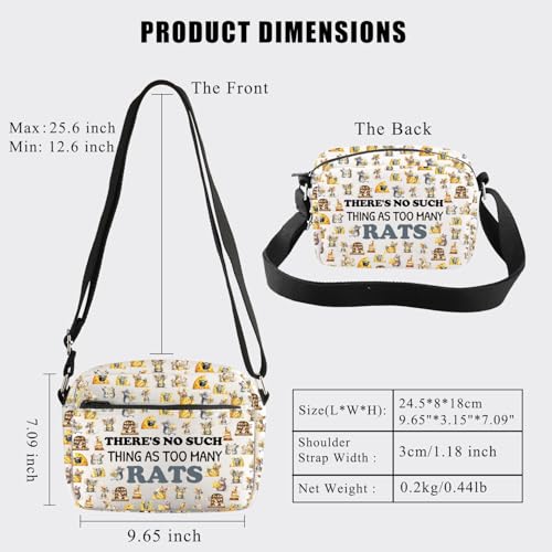 BDPWSS Rat Crossbody Bag Rats Lover Gifts Rat Owner Gift There Is No Such Thing As Too Many Rats Travel Pouch Vet Tech Gift2