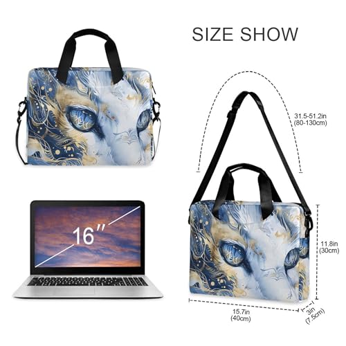 Maletín portátil estilo étnico boho azul y blanco, 13-15.6 pulg miniatura 4
