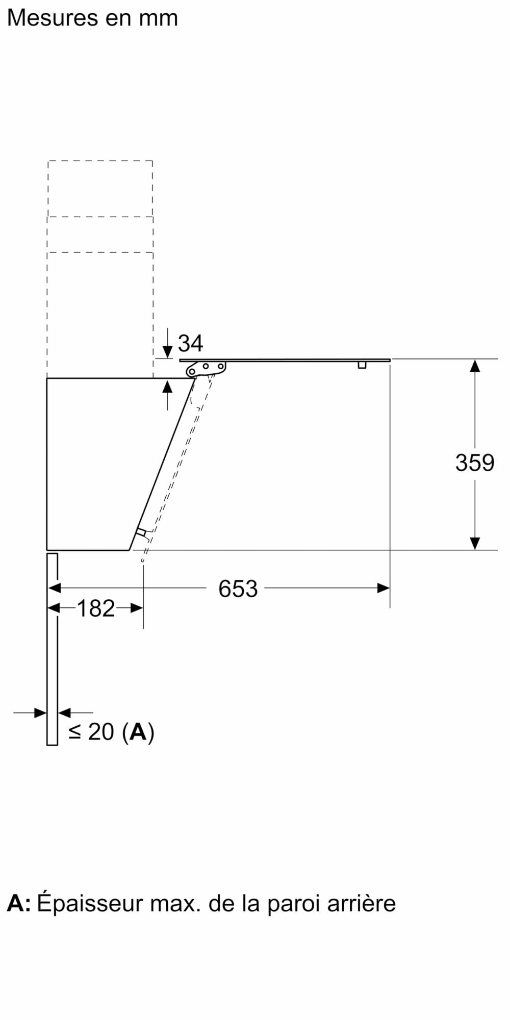 Bosch DWK65DK60, Hotte murale Série 2, 4 vitesses d'aspiration dont 1 intensive, 60cm, Noir avec finiton en verre