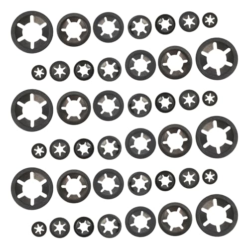 ERINGOGO 210 piezas Arandelas de Bloqueo Internas de Acero al Carbono Anillos de Retención de Rodamientos Tipo Flor Clips de Velocidad Rápida para Maquinaria y Automoción
