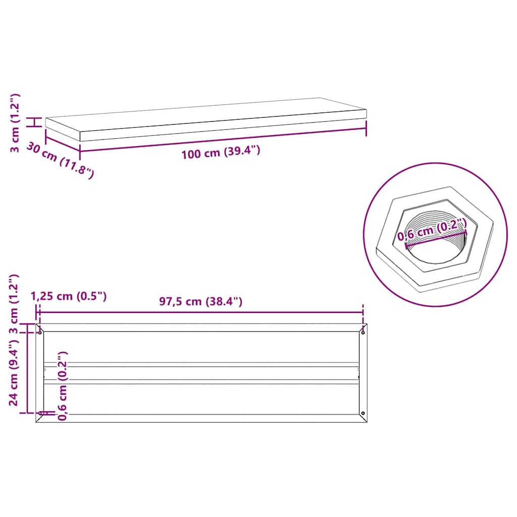 Półki ścienne 2 szt. 100 x 30 cm srebrne stal szlachetna regał wiszący nie zajmuje dużo miejsca, wysoka obciążalność, do salonu, sypialni, biura, kuchni, do stylowego przechowywania i dekoracji
