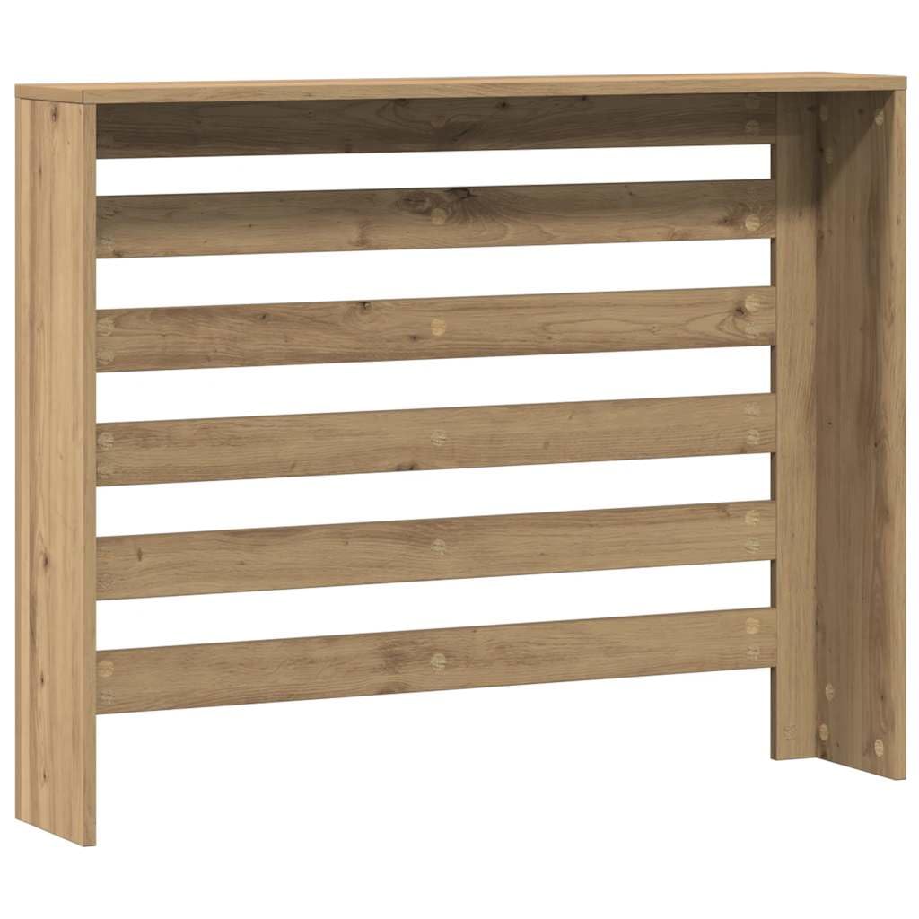 Copertura per termosifoni in rovere Artisan, 104 x 20 x 82 cm, con design a doghe, pratico ripiano e supporto da parete per soggiorno, bagno, cantina e soggiorno