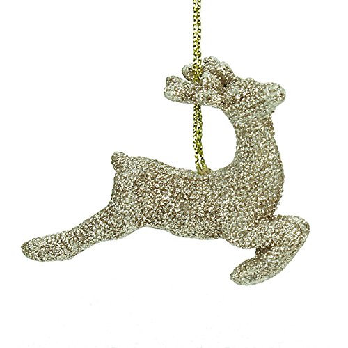 Gisela Graham Gold Beaded Reindeer Christmas Decoration (7.5Cm)